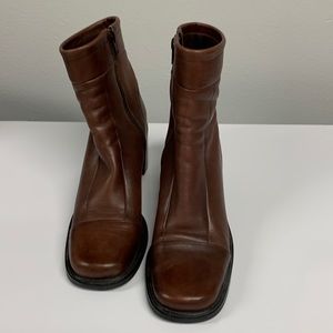 Brown semi- chunky heel boots
